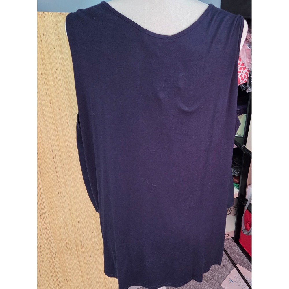 DG2 Size 1X Sleeveless Tunic Top Flowy Layered Casual Comfy Everyday Navy - Picture 3 of 8